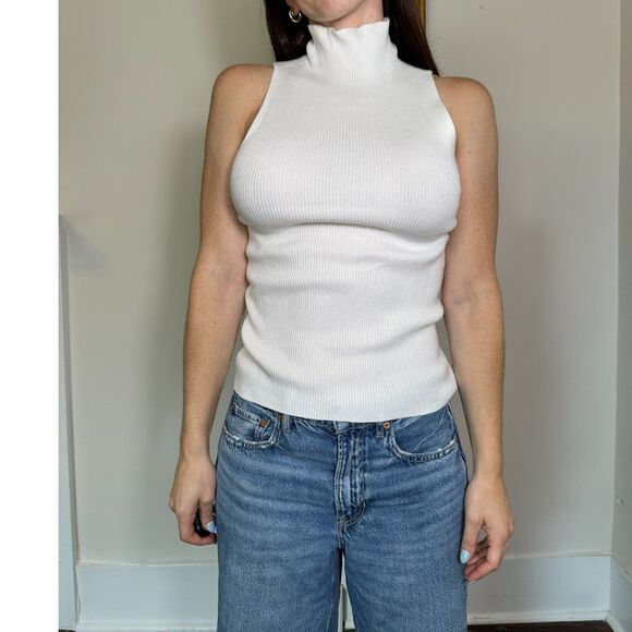 Maeve by Anthropologie White Mockneck Tank Size Medium - Picture 1 of 6
